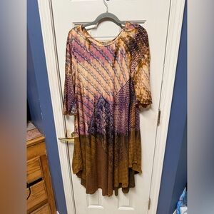 Urban Mango Boho Patch Work Flowy One Size Fit Moat Dress Loose Sleeves